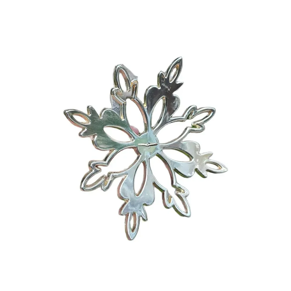 Vintage Silver Plated Snowflake Candle Holder Pedestal Taper Stand Christmas